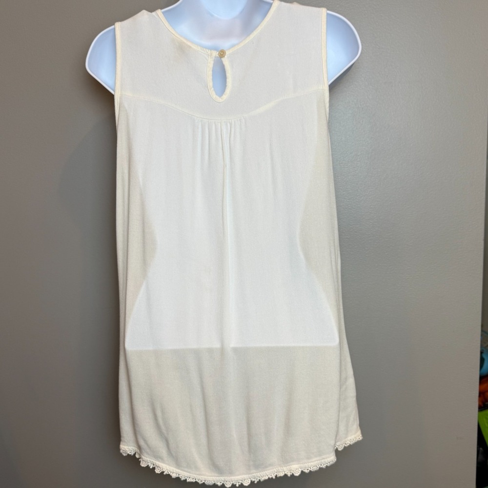 Knox Rose Ivory Crochet Lace Sleeveless Boho Tank Top Size Small Cottagecore Chi - Picture 2 of 9
